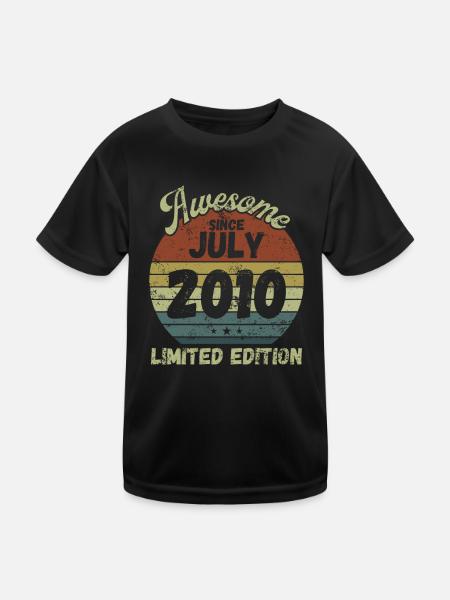 Awesome since July 2010 - Geburtstag - Kinder Funktions-T-Shirt - Schwarz - Vorne