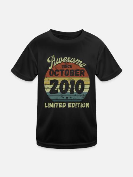 Awesome since October 2010 - Geburtstag - Kinder Funktions-T-Shirt - Schwarz - Vorne