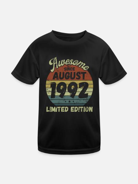 Awesome since August 1992 - Geburtstag - Kinder Funktions-T-Shirt - Schwarz - Vorne