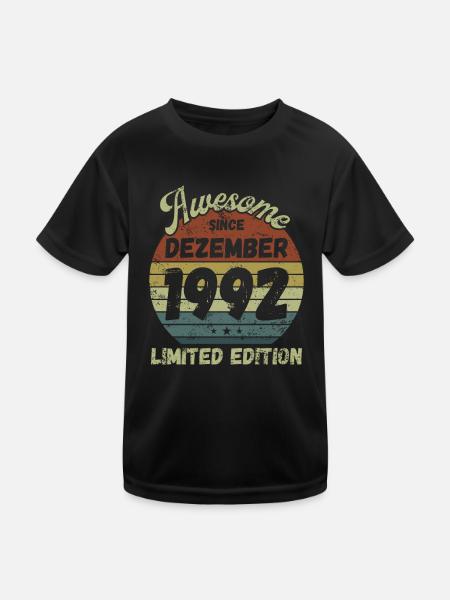 Awesome since December 1992 - Geburtstag - Kinder Funktions-T-Shirt - Schwarz - Vorne