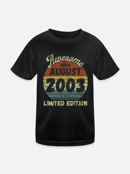 Awesome since August 2003 - Geburtstag - Kinder Funktions-T-Shirt - Schwarz - Vorne