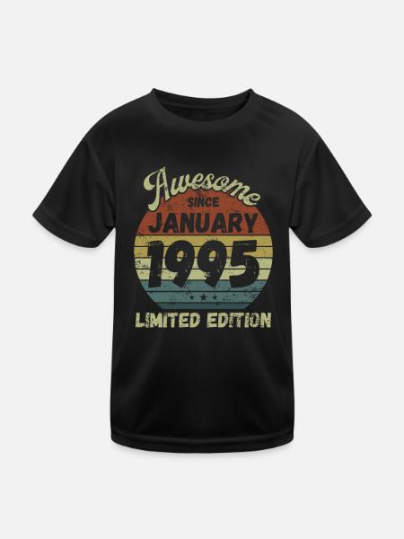 Awesome since January 1995 - Geburtstag - Kinder Funktions-T-Shirt - Schwarz - Vorne