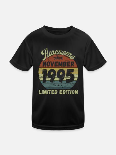 Awesome since November 1995 - Geburtstag - Kinder Funktions-T-Shirt - Schwarz - Vorne