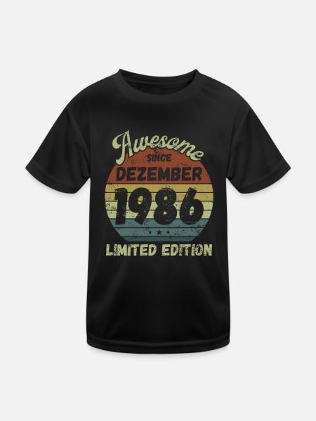 Awesome since December 1986 - Geburtstag - Kinder Funktions-T-Shirt - Schwarz - Vorne