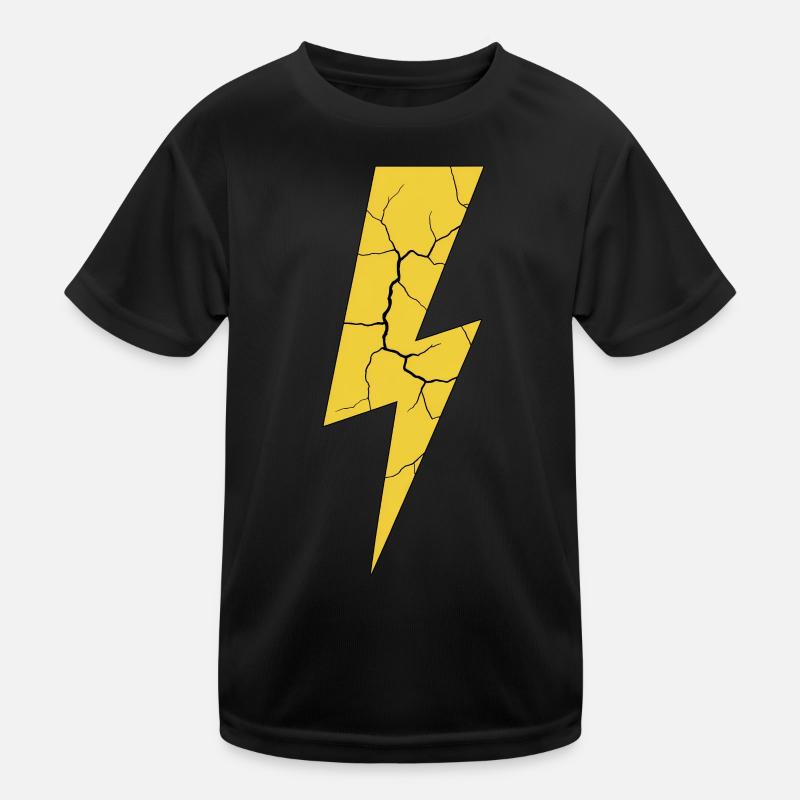 Blitz Blitzschlag Gewitter Strom Sturm - Kinder Funktions-T-Shirt - Schwarz
