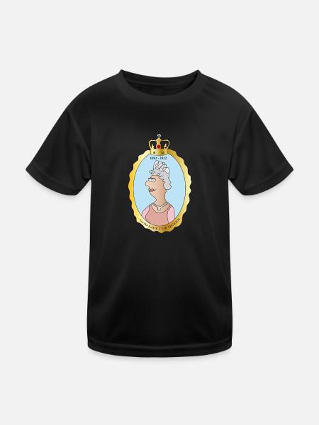 Queen Elizabeth II - Kinder Funktions-T-Shirt - Schwarz