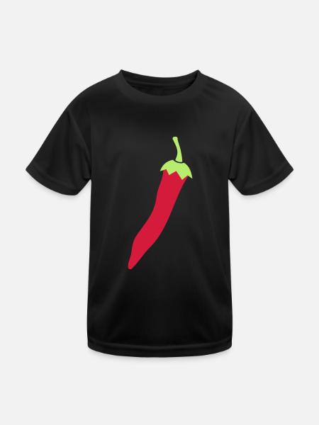 Chilischote Chili - Kinder Funktions-T-Shirt - Schwarz - Vorne