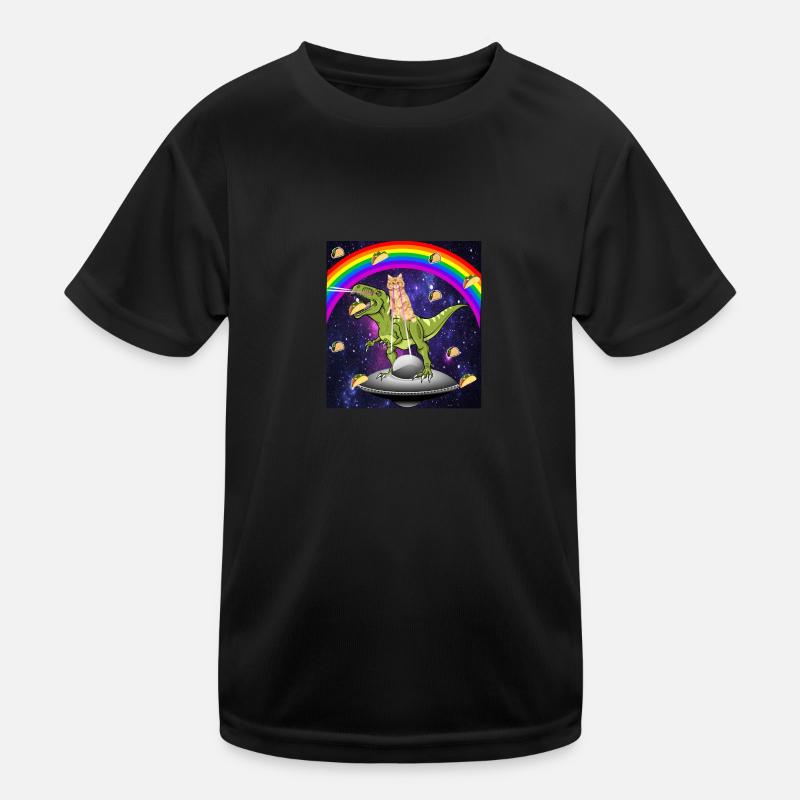 Kitty Rainbow Laser Eye T Rex Riding Space Cat Kinder Funktions-T-Shirt