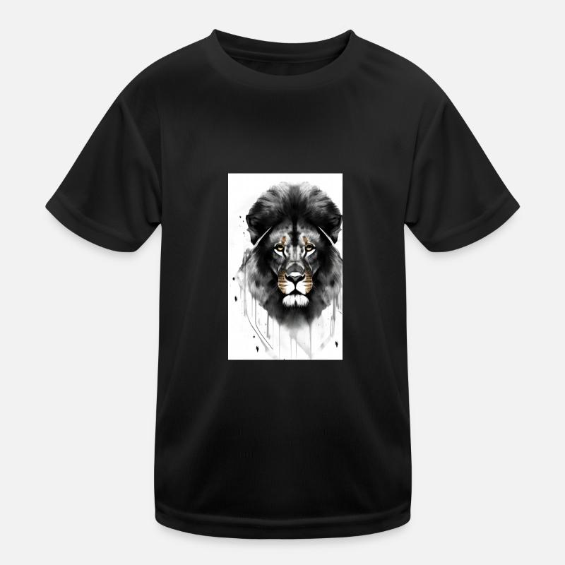 Lion Black and White Kids Functional T-Shirt