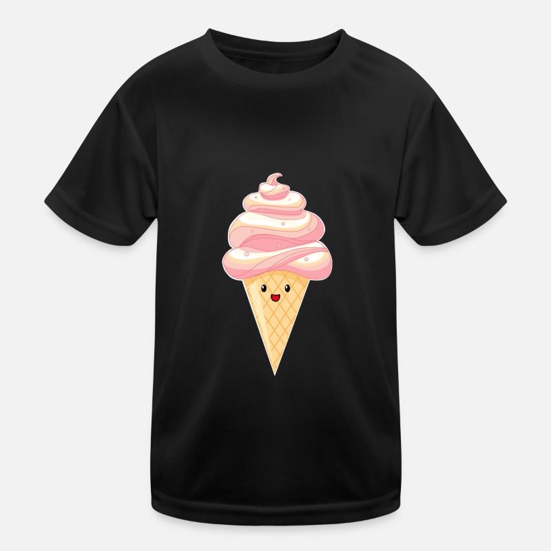 Kawaii - Eis auf Hörnchen - Kinder Funktions-T-Shirt - Schwarz