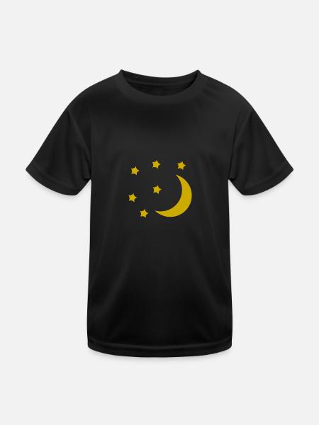 Moon and stars - Kids Functional T-Shirt - black - Front