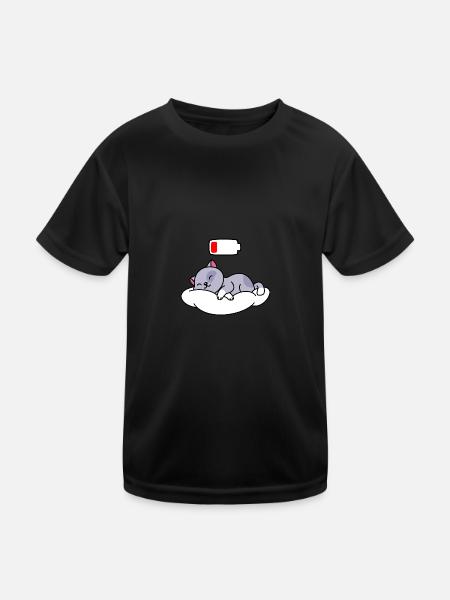 Katze Schlafen Niedlich - Kinder Funktions-T-Shirt - Schwarz - Vorne