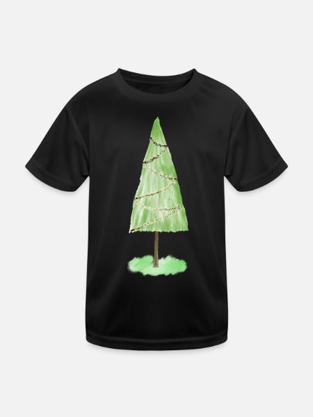 Festliche Tannenschmuck-Grafik - Kinder Funktions-T-Shirt - Schwarz - Vorne