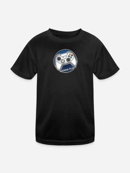 Logo manette : voulez jouer - T-shirt sport Enfant - noir - Devant