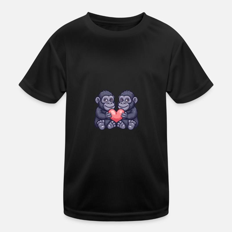 Gorilla Paar Liebe Valentinstag Kinder Funktions-T-Shirt