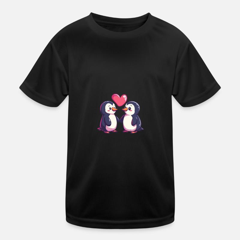 Pingouin Couple Amour Saint-Valentin T-shirt sport Enfant