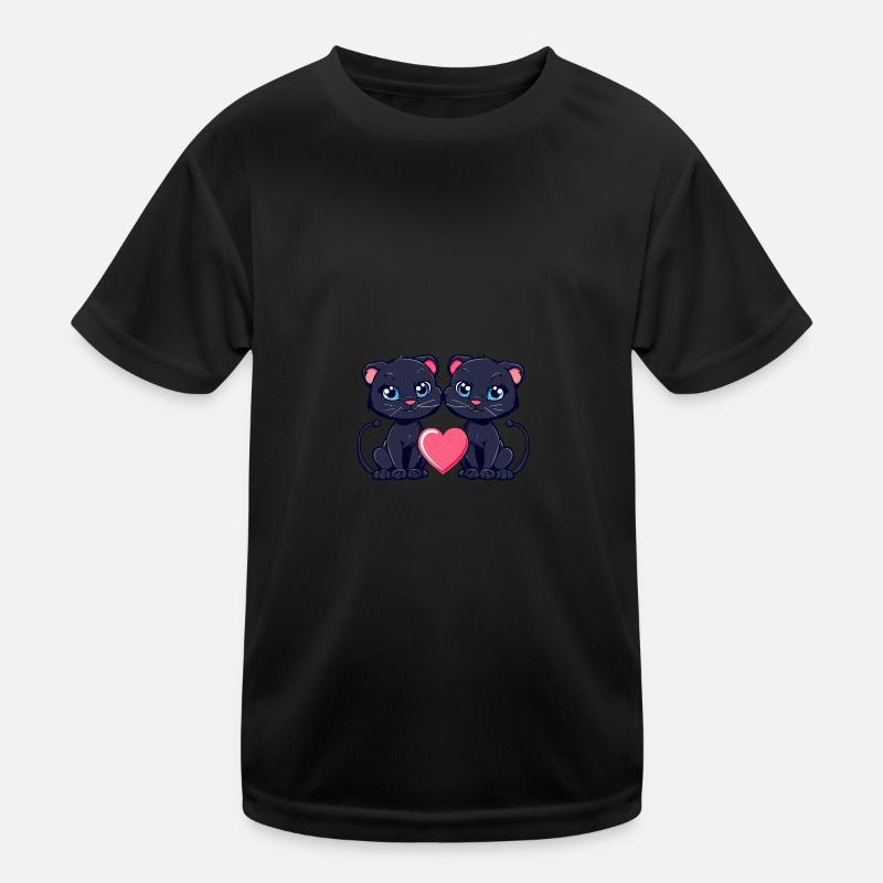 Panther Paar Liebe Valentinstag Kinder Funktions-T-Shirt