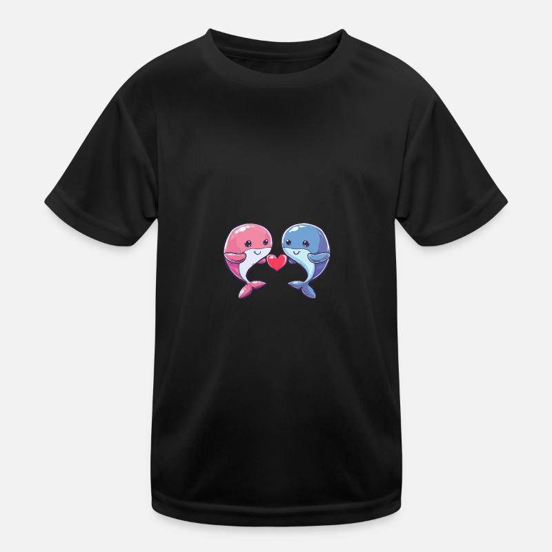 Wal Paar Liebe Valentinstag Kinder Funktions-T-Shirt