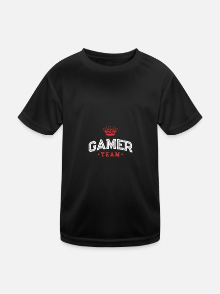 Gamer Team - Kinder Funktions-T-Shirt - Schwarz - Vorne