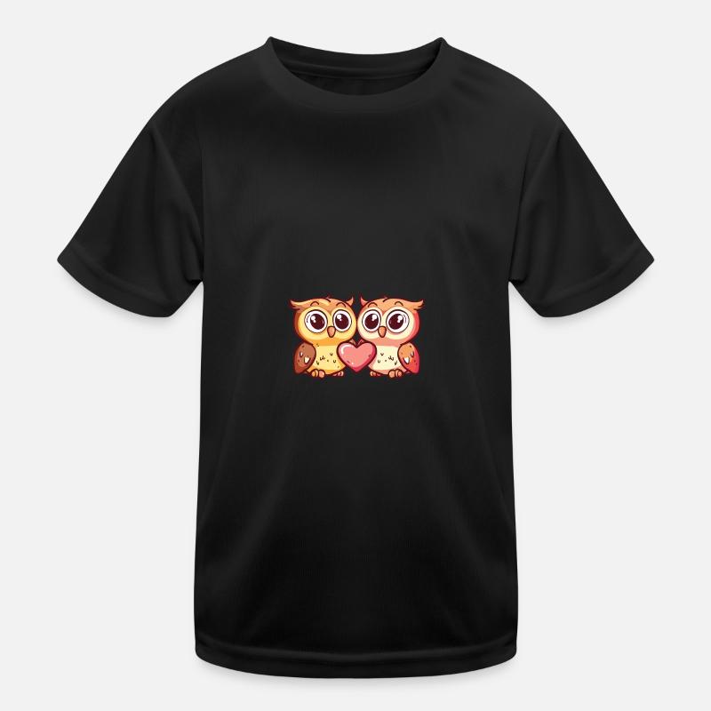 Eule Paar Liebe Valentinstag Kinder Funktions-T-Shirt