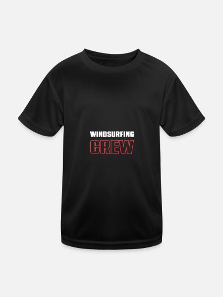 Windsurfing Crew - Kinder Funktions-T-Shirt - Schwarz - Vorne