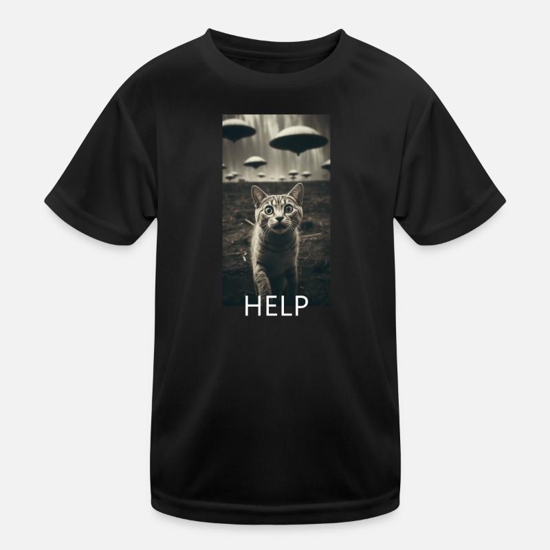 Chat Drôle Selfie Alien UFO Meme T-shirt sport Enfant