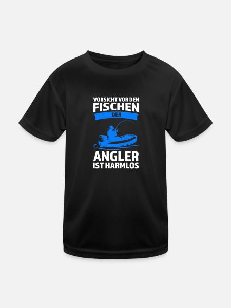 Angeln Fisch Fischer Angler Angeln Geschenk - Kinder Funktions-T-Shirt - Schwarz - Vorne