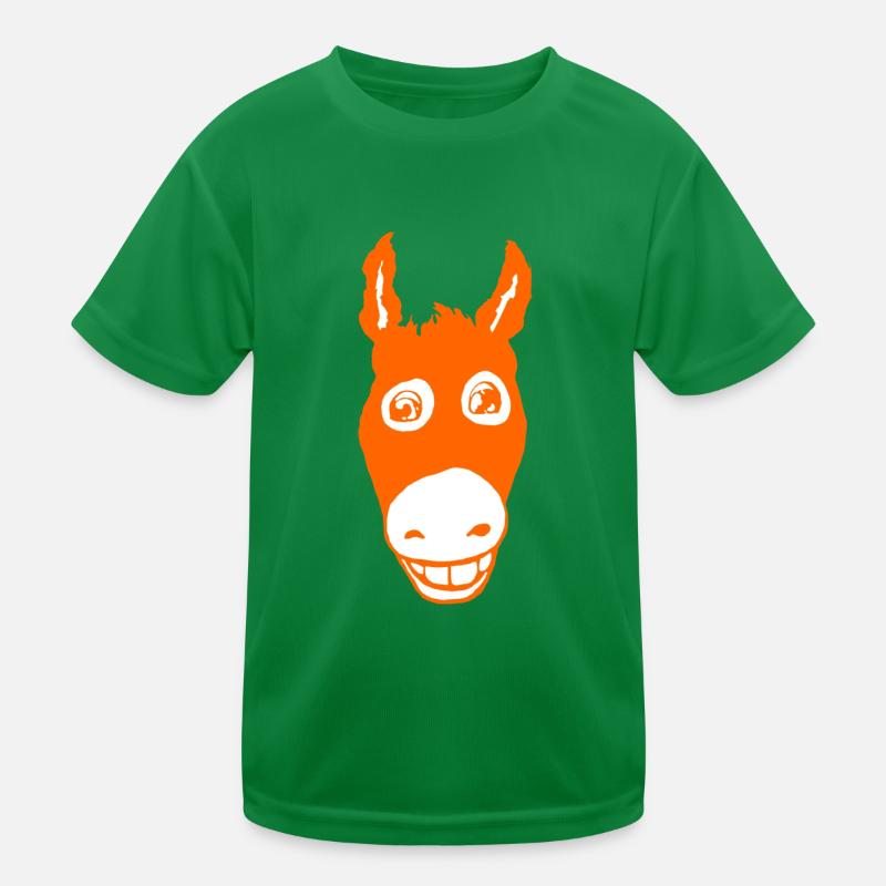 Lächelnder Esel orange Kinder Funktions-T-Shirt