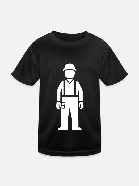 Bauarbeiter Symbol - Kinder Funktions-T-Shirt - Schwarz - Vorne