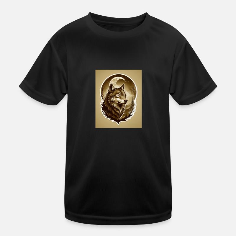 Wolf in the moonlight - Kids Functional T-Shirt - black