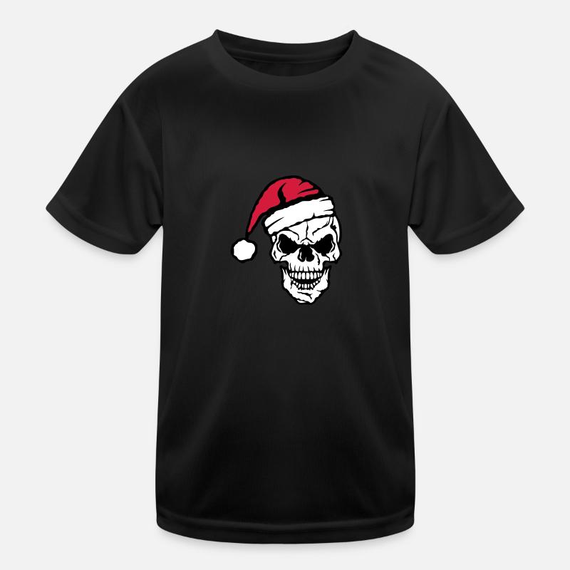 Weihnachten Schädel Schädelkappe - Kinder Funktions-T-Shirt - Schwarz