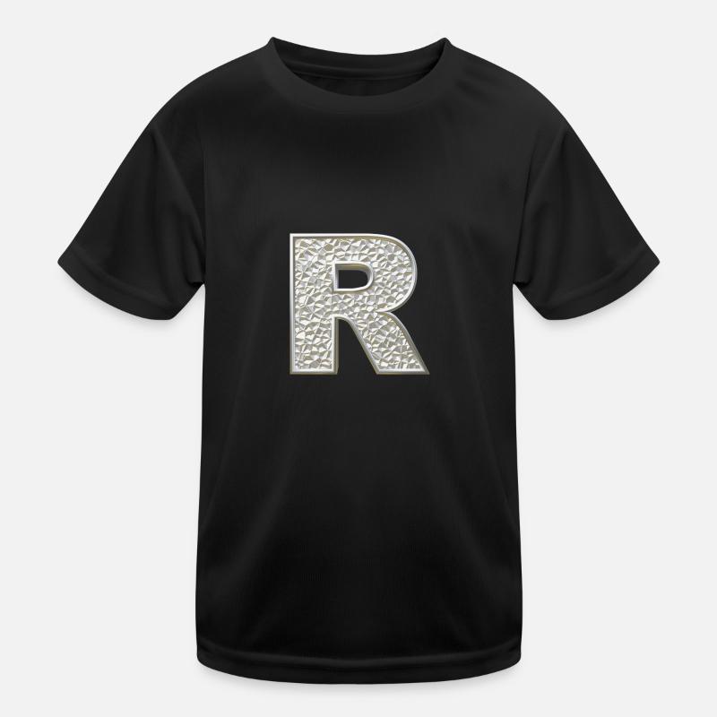 R, letter, letter R, initial, initial R, monogram, Kids Functional T-Shirt