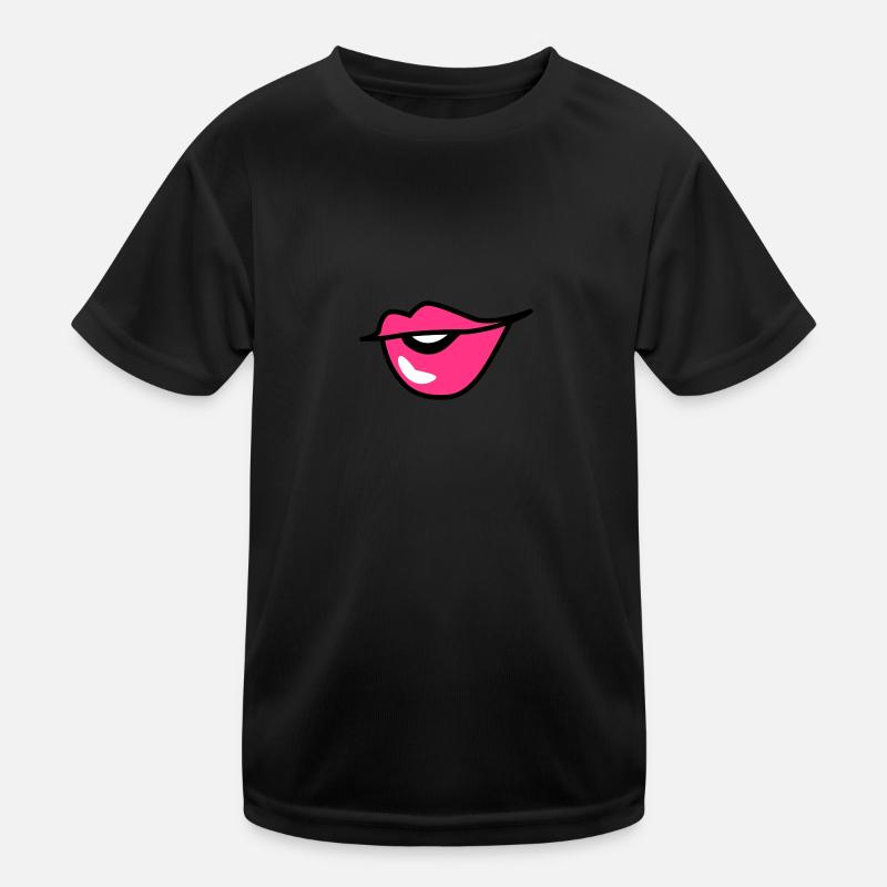 cute kissy pouting lips with a smile Kids Functional T-Shirt