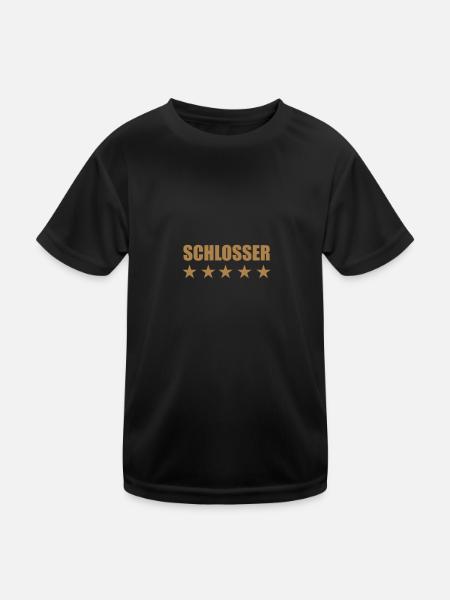 Schlosser / Schloss / Arbeit / Job - Kinder Funktions-T-Shirt - Schwarz - Vorne
