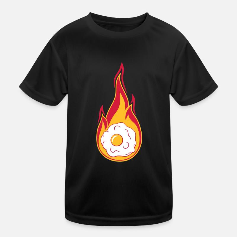 hot fire flames burn torch fried egg cook Kids Functional T-Shirt