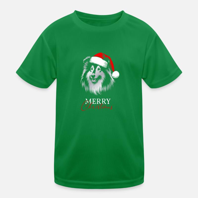 Shetland Sheepdog Merry Christmas, Dog Head Kids Functional T-Shirt