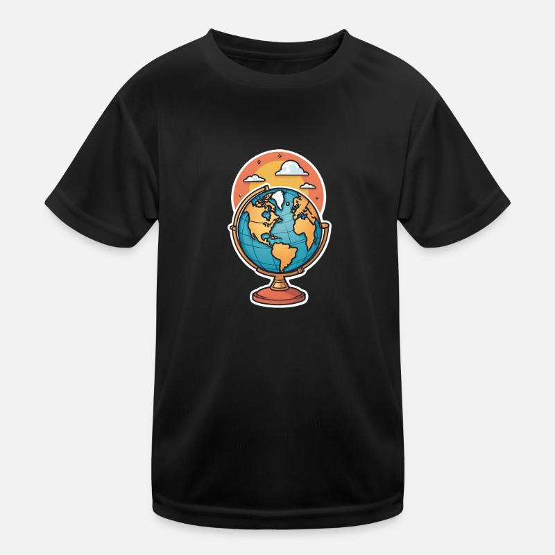 Stilisierter Globus Kinder Funktions-T-Shirt