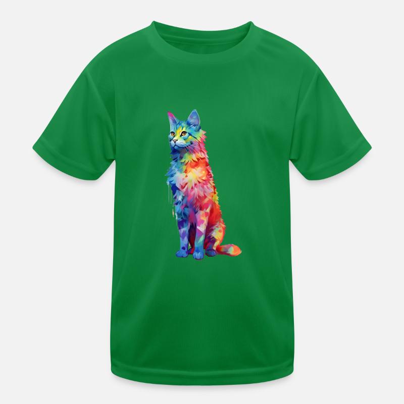 Colored beautiful Cat in different color pattern Kids Functional T-Shirt