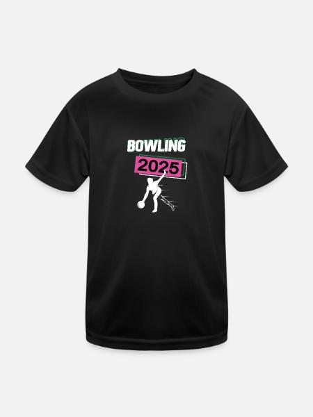 Bowling 2025 Bowlerin Bowlingspielerin Bowlen - Kinder Funktions-T-Shirt - Schwarz - Vorne
