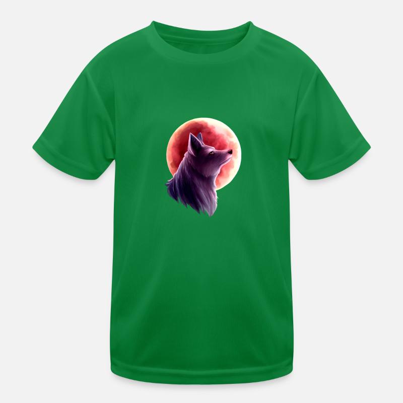 Wolf und Blutmond 2 Kinder Funktions-T-Shirt