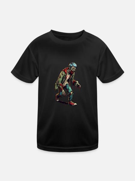 Schauriger Zombie Happy Halloween Design - Kinder Funktions-T-Shirt - Schwarz - Vorne