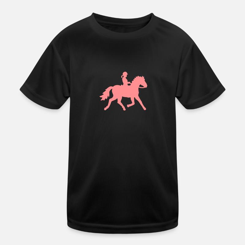 Trabendes Pony - Mädchen - Kinder Funktions-T-Shirt - Schwarz