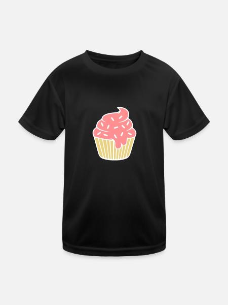 Cupcake - Kinder Funktions-T-Shirt - Schwarz - Vorne