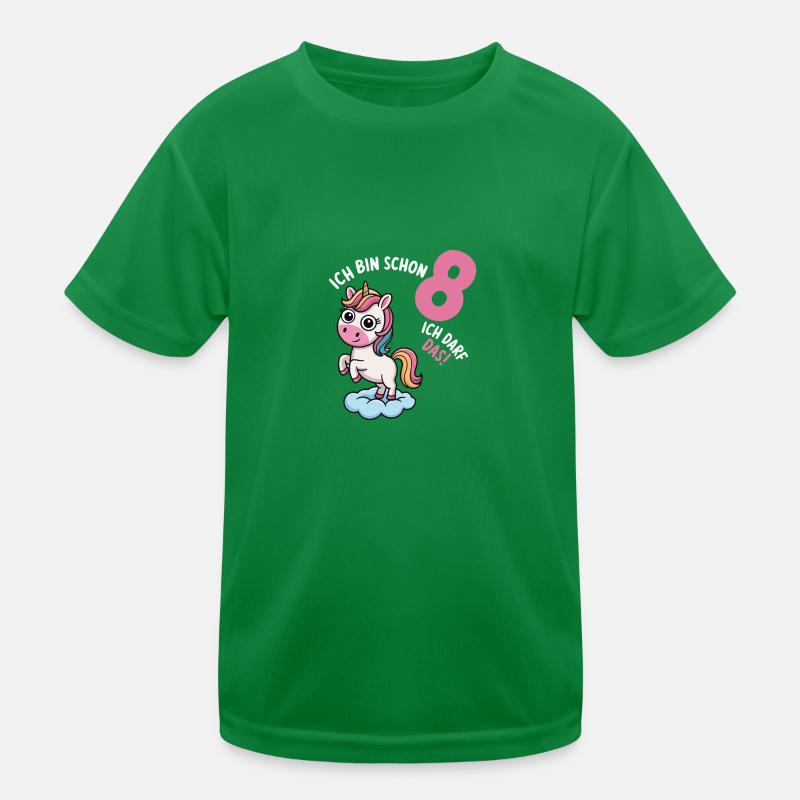 Ich bin schon ACHT! 8. Geburtstag Einhorn Geschenk Kinder Funktions-T-Shirt