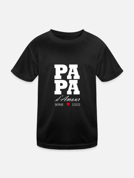 Liebevoller Papa seit 2020 - Kinder Funktions-T-Shirt - Schwarz - Vorne