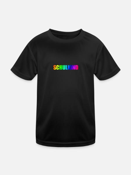 SCHULKIND 2025 - EINSCHULUNG - REGENBOGENFARBEN - Kinder Funktions-T-Shirt - Schwarz - Vorne