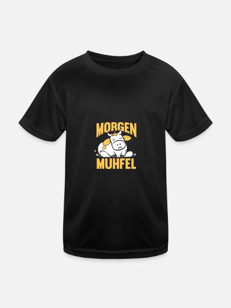 cow farmer farmer morning mill - Kids Functional T-Shirt - black - Front