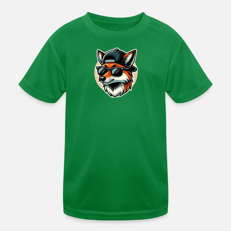Fuchs mit Sonnenbrille und Cap Kinder Funktions-T-Shirt