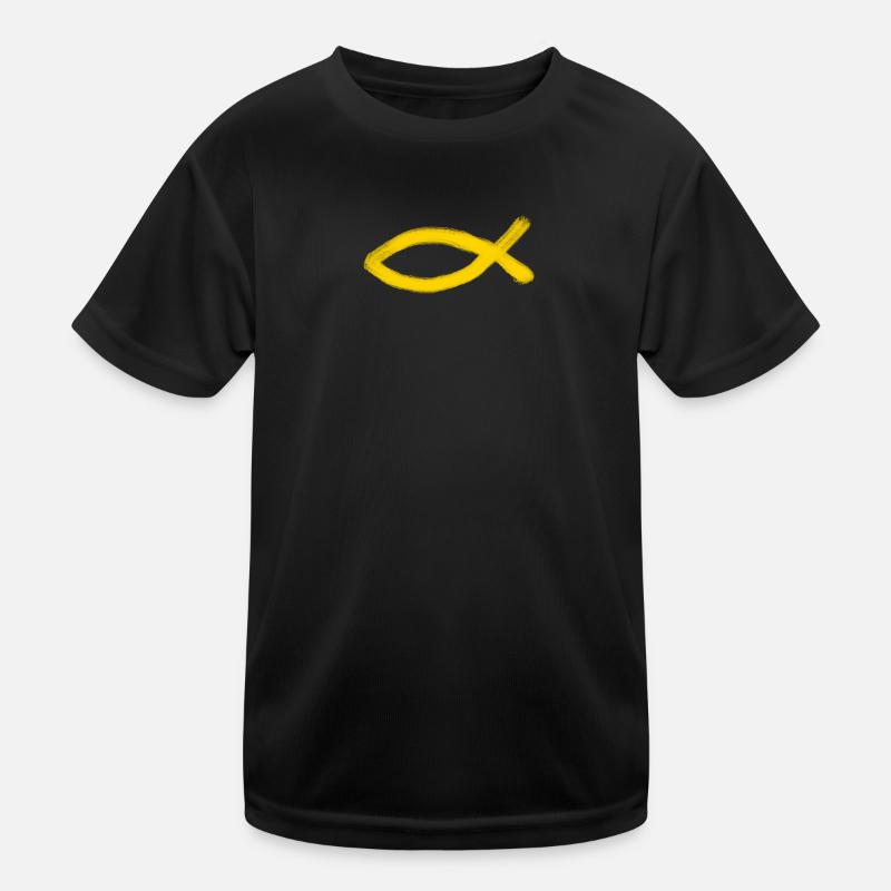 yellow Jesus fish fish Ichthys fish Kids Functional T-Shirt