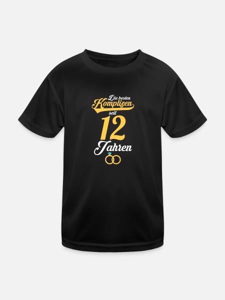 12 Jahre Ehe Ehepaar Nickel-Hochzeit Geschenk - Kinder Funktions-T-Shirt - Schwarz - Vorne